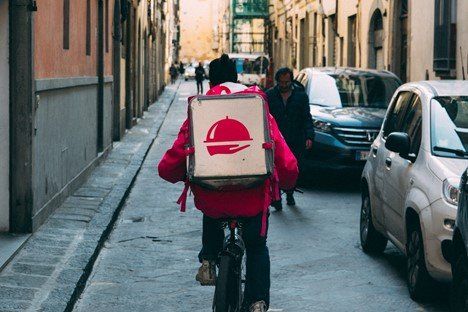 A guy is out to deliver food
