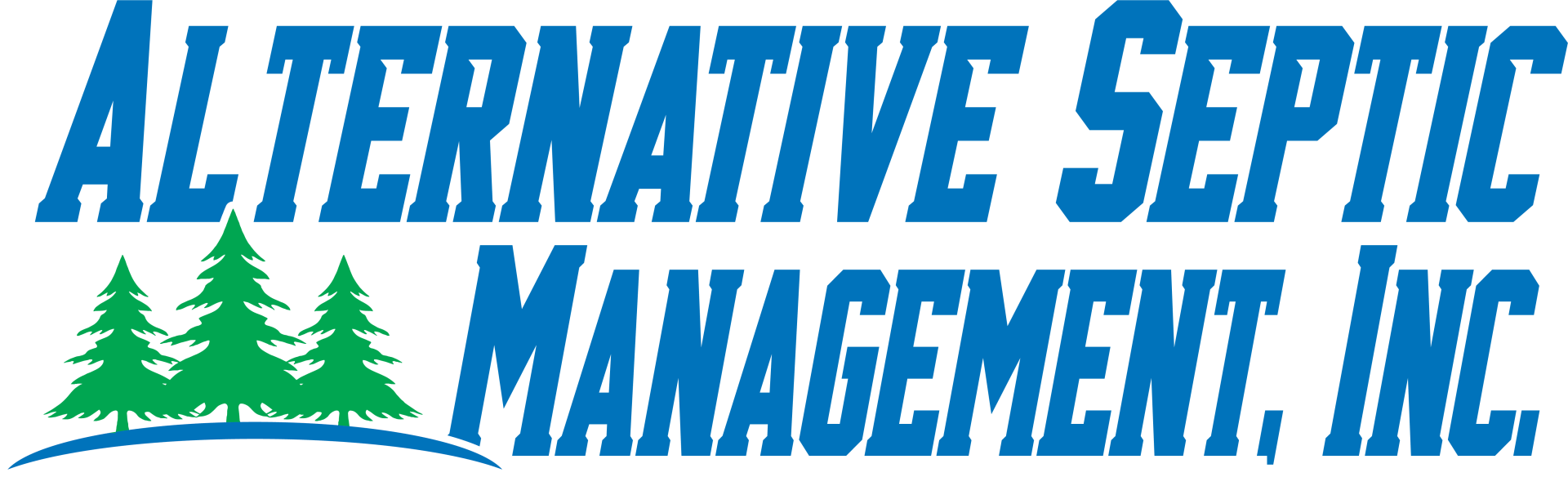 The logo for alternative septic management inc. is blue and green