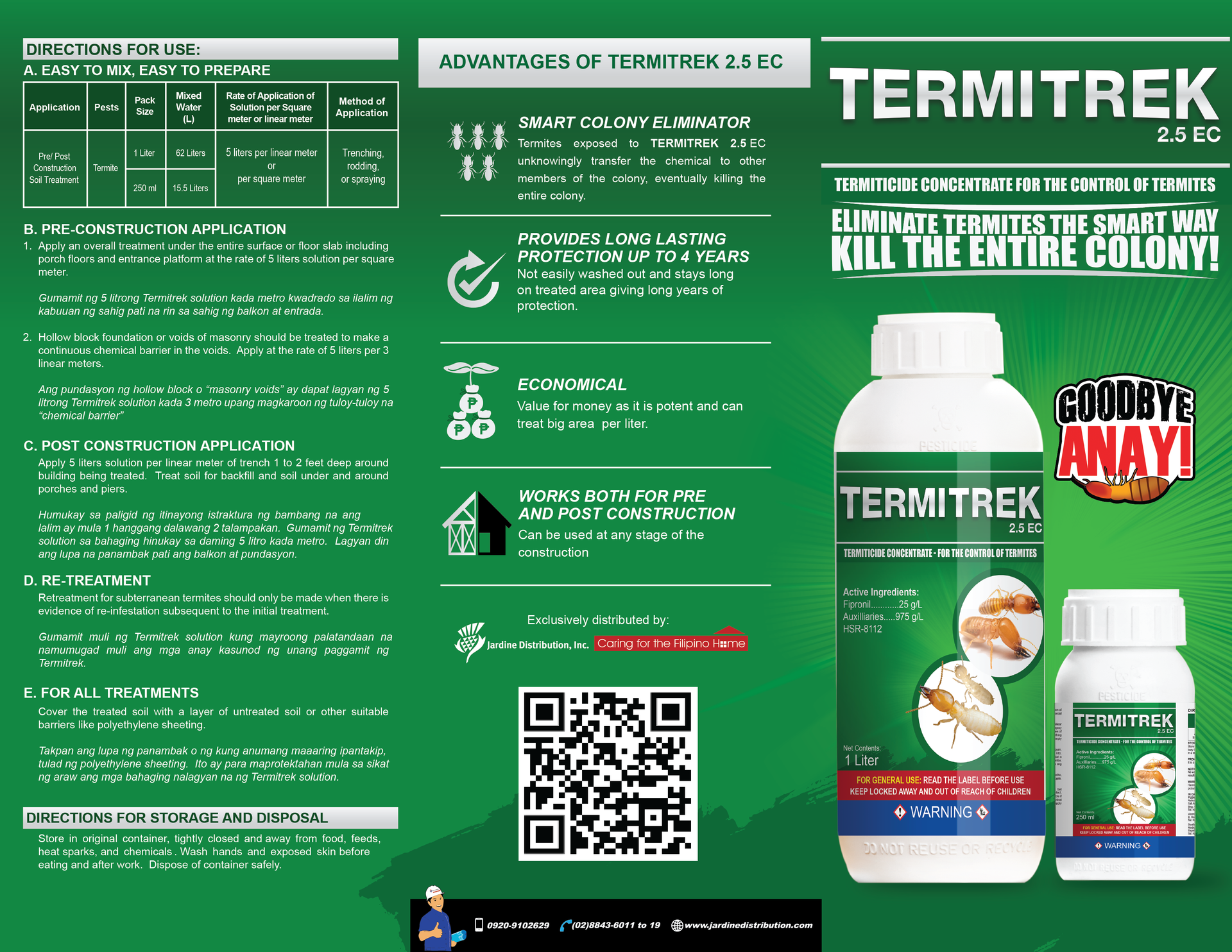 Termitek termiticide solution for protecting structures against termite infestation