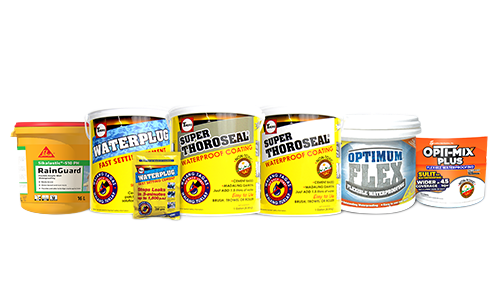 Waterproofing products including coatings and sealants for leak protection and durable surfaces
