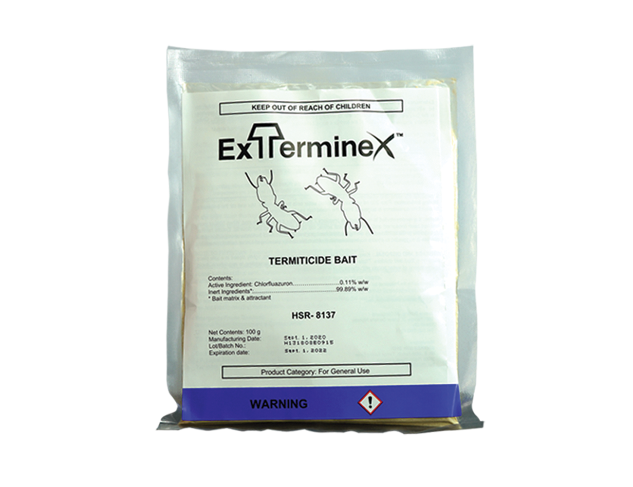 Exterminex termite bait system for eliminating termites and protecting structures