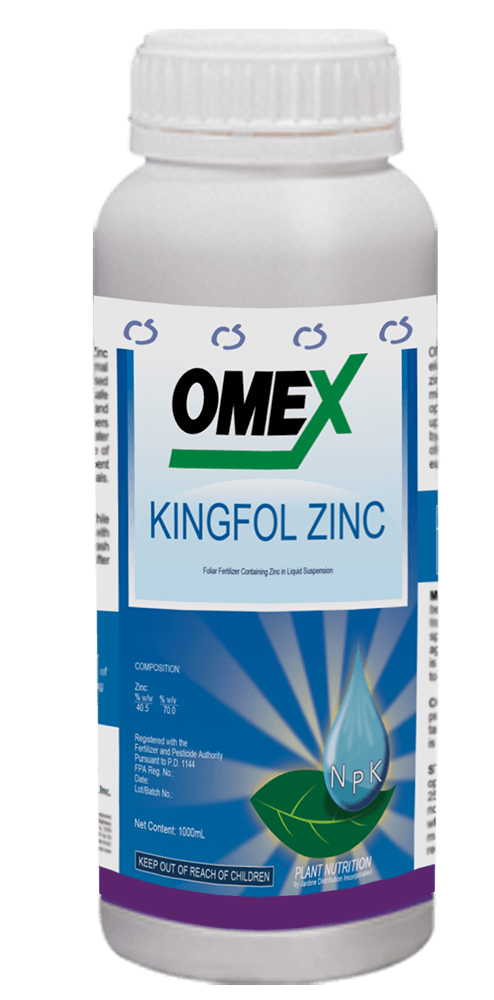 Omex Kingfol Zinc foliar fertilizer for correcting zinc deficiency in plants