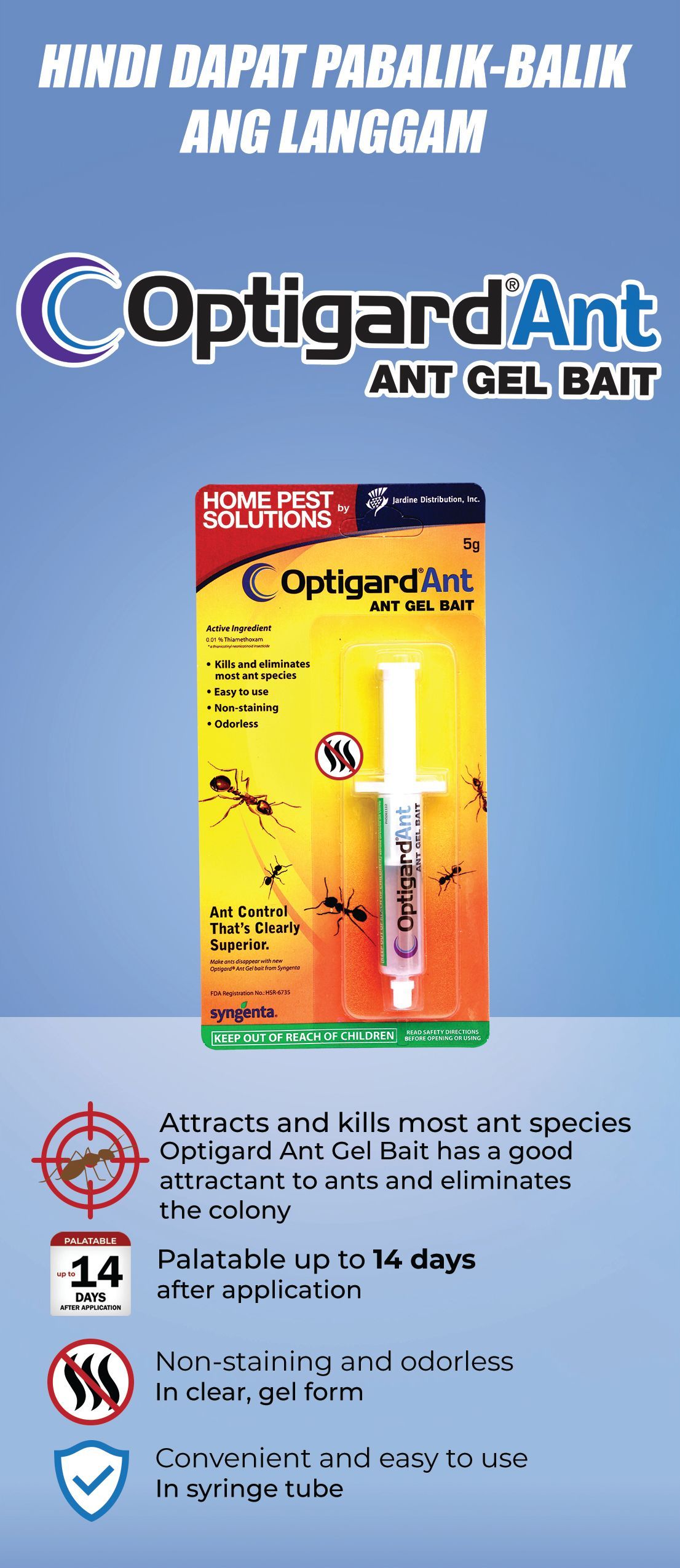 Optigard ant bait for effective control of ants in homes and buildings