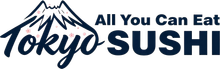All You Can Eat Tokyo Sushi logo with stylized red and black text and a white mountain graphic