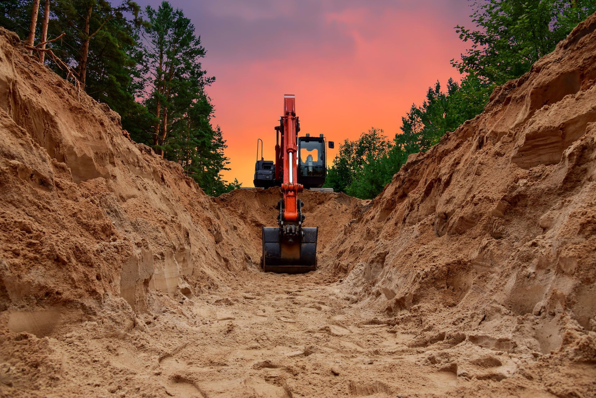 Excavator Dig Trench — Muncy, PA — Muncy Hardwood Inc.