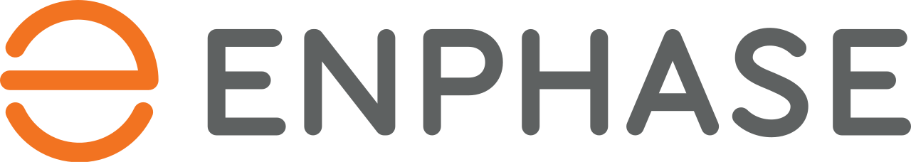 Enphase Energy logo in orange and gray text with circular orange icon