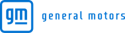 General Motors logo with blue “gm” icon and wordmark on white background