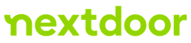 Nextdoor logo in green lowercase text with a light green speech bubble icon