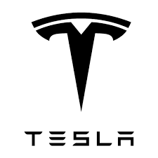Tesla logo in black on a white background