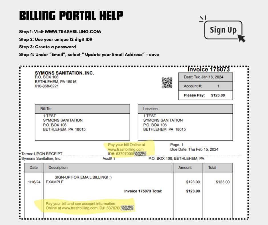 Online Payment for Trash Removal Bethlehem, PA Symons Sanitation