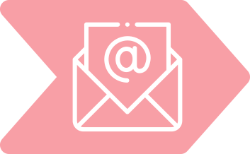 Email icon in open envelope, pink background.
