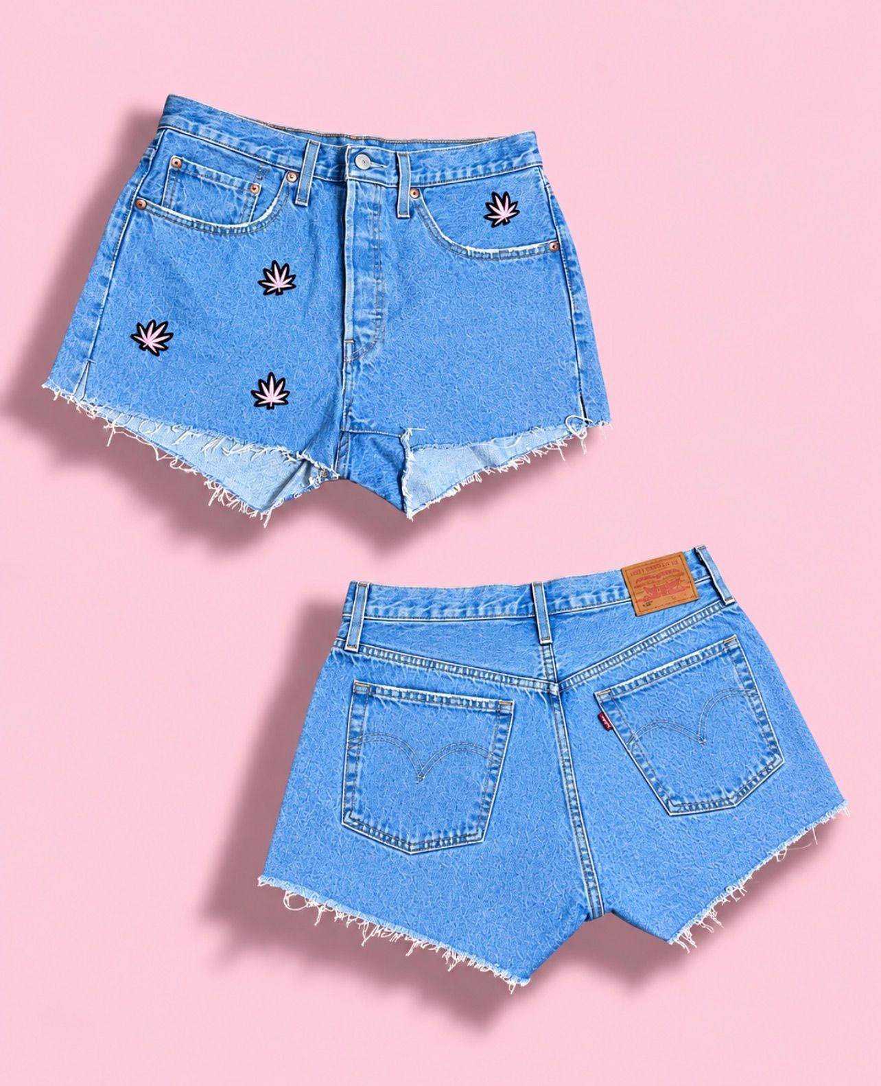 Pink Leave Patch Shorts: Pink Patch Collection