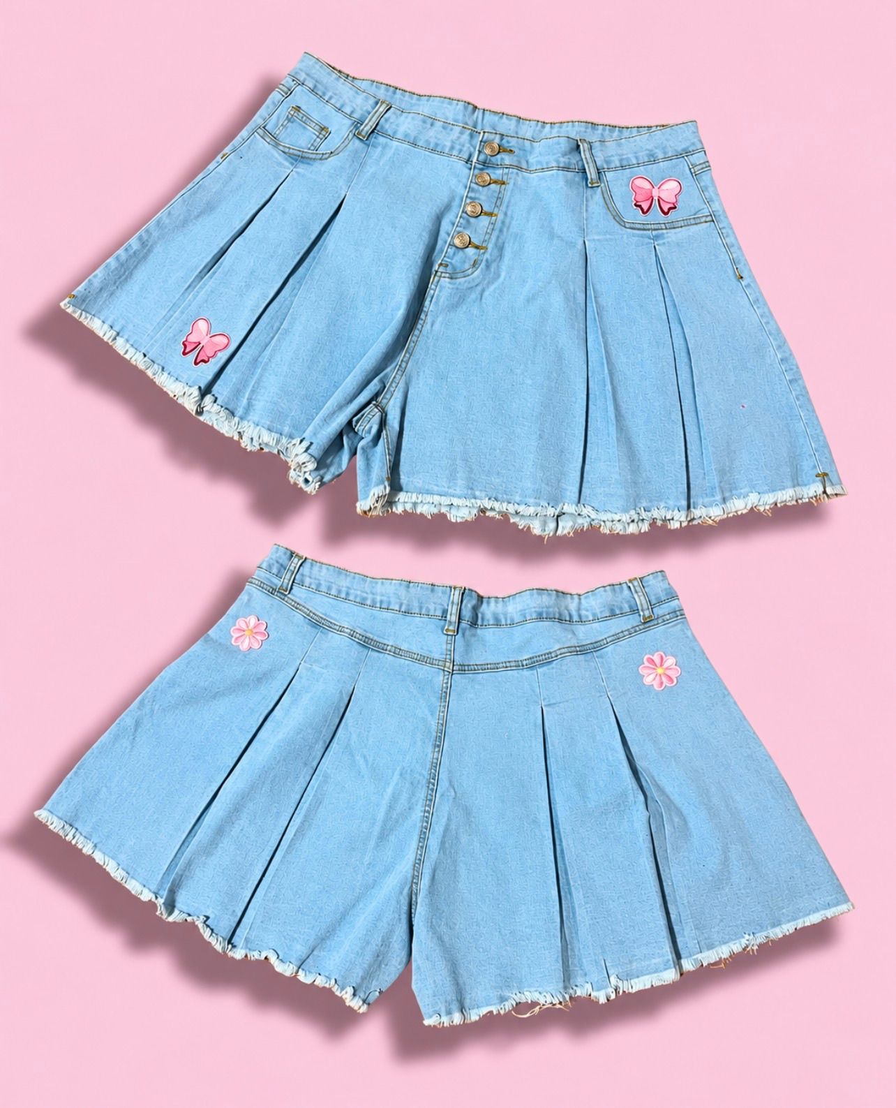 Pink Flower and Bow Patch Shorts: Pink Patch Collection