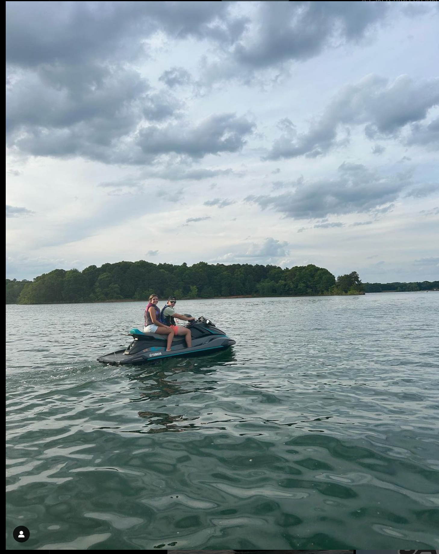 Two people riding a Lake Keowee jet ski rental from Sea Jay Powersports