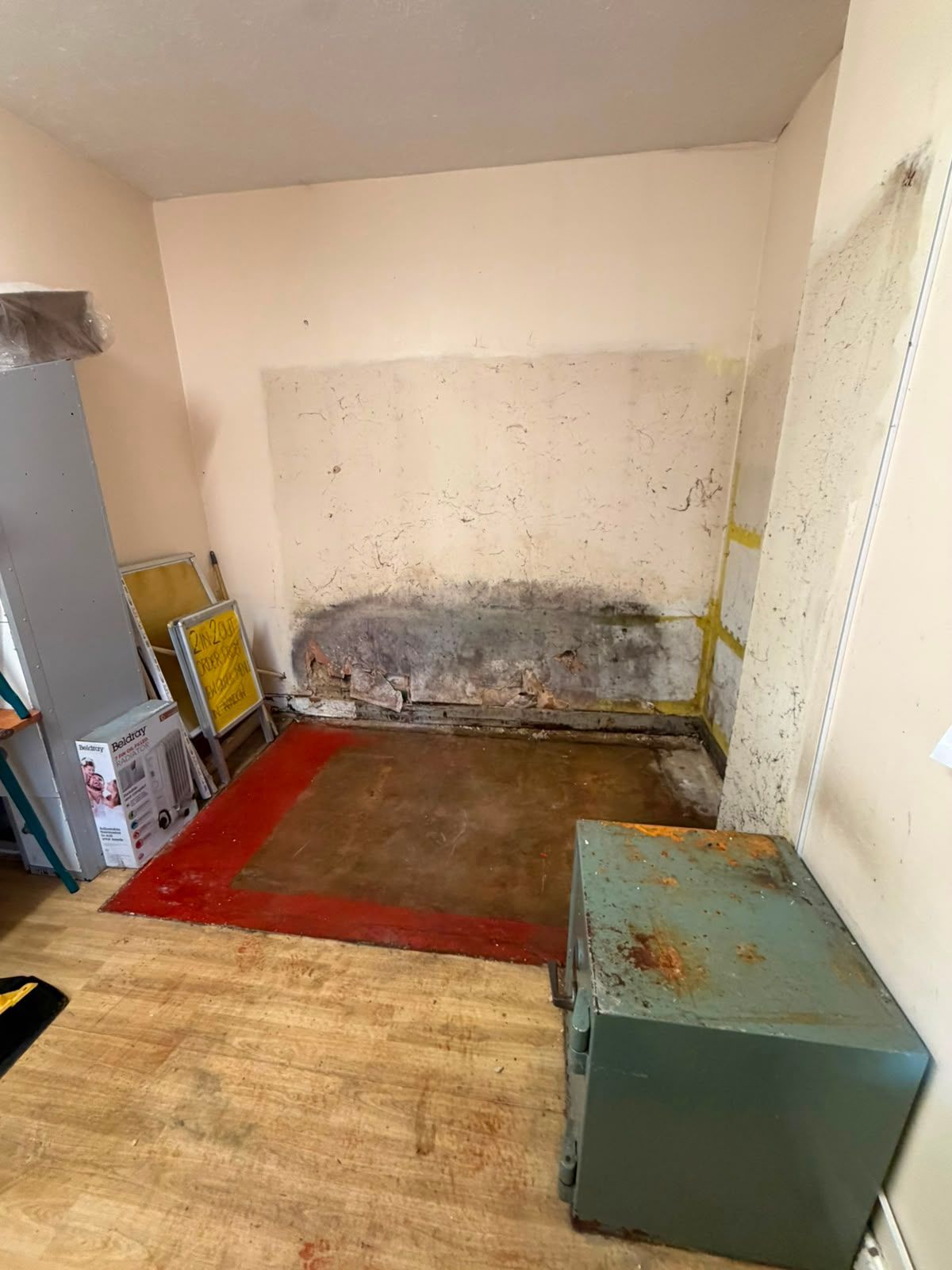Cold room partly dismantled during commercial strip-out in Petersfield