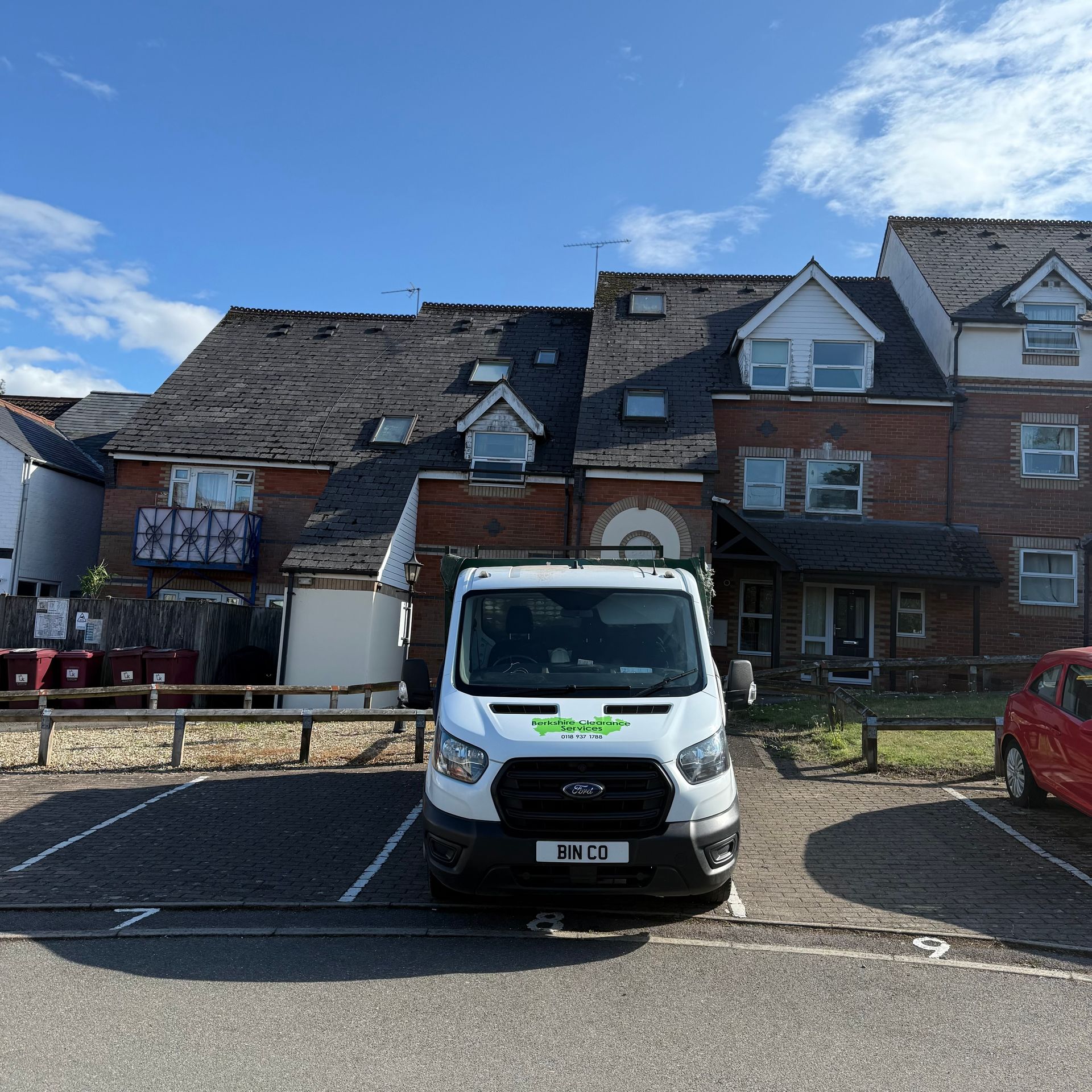 Berkshire Clearance Services van outside flats during furniture clearance