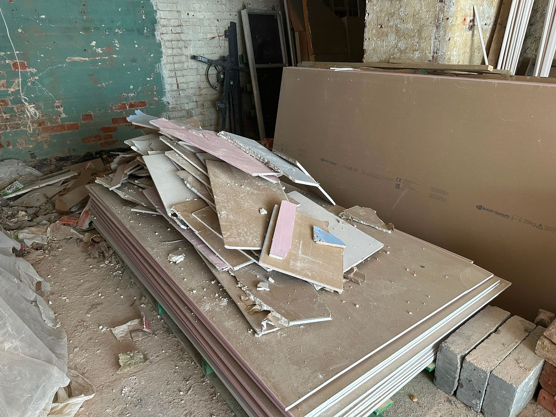 Plasterboard waste ready for collection in Berkshire