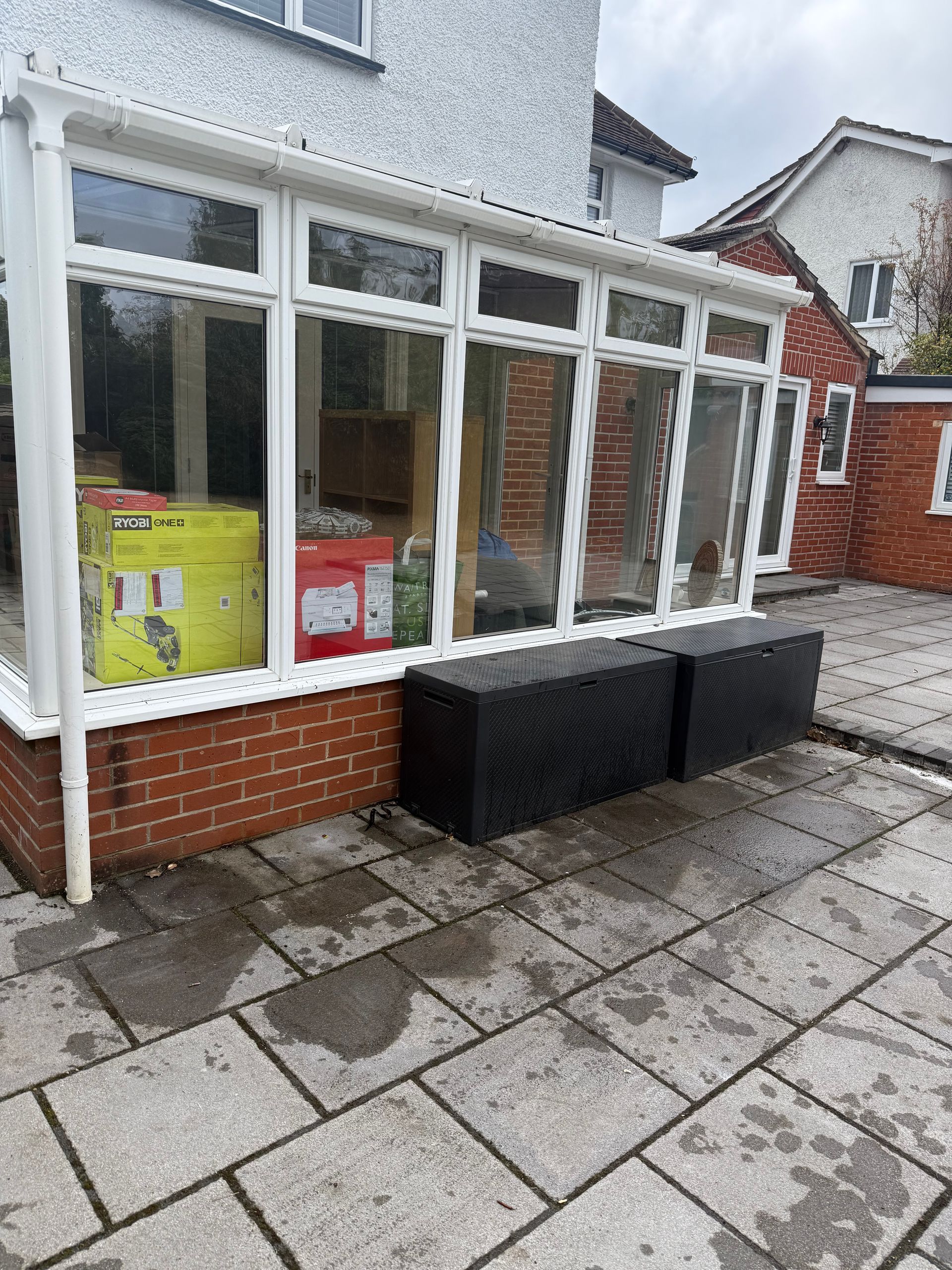 Cleared patio area at a property in Spencers Wood after rubbish removal