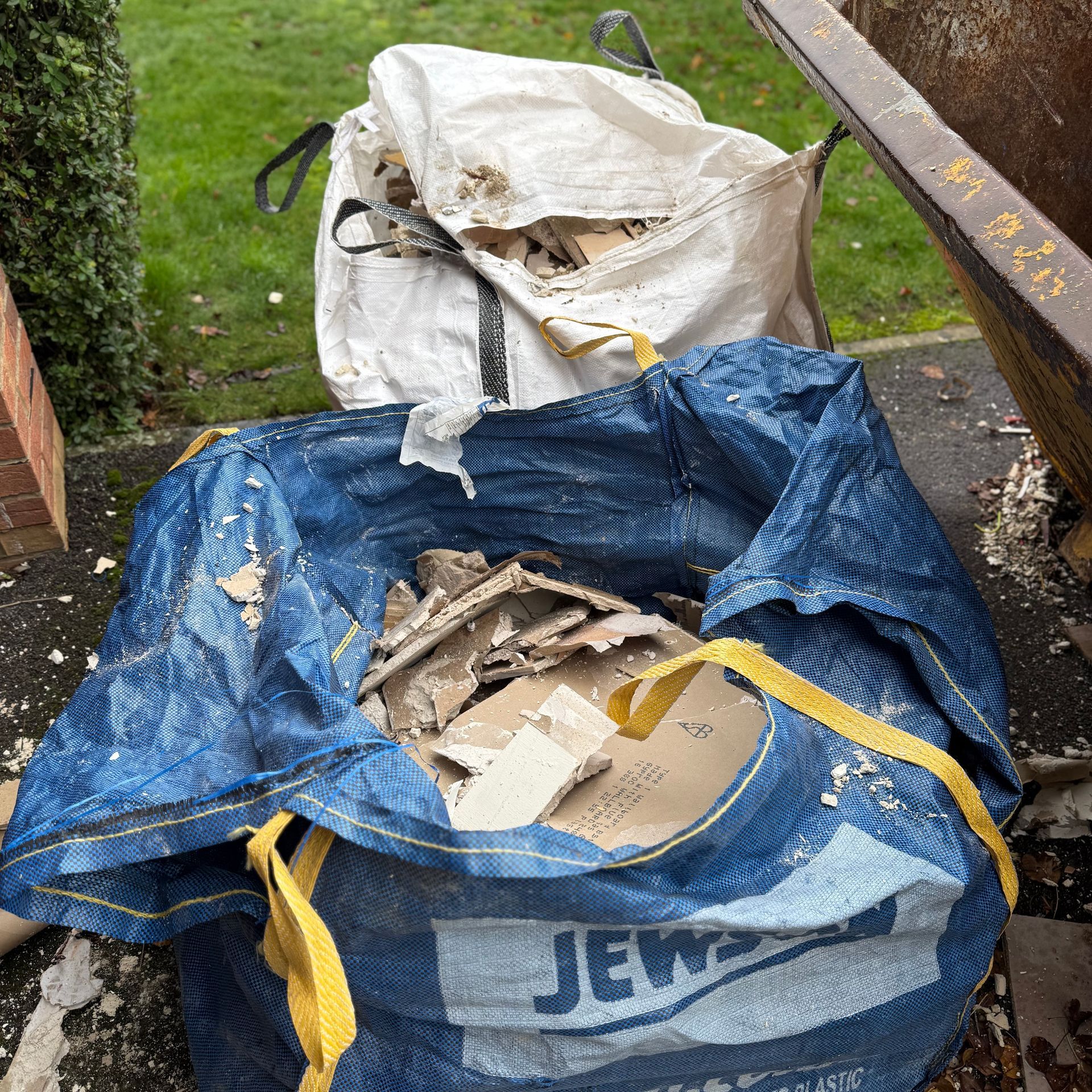 Skip bag containing plasterboard collected in Hungerford Berkshire