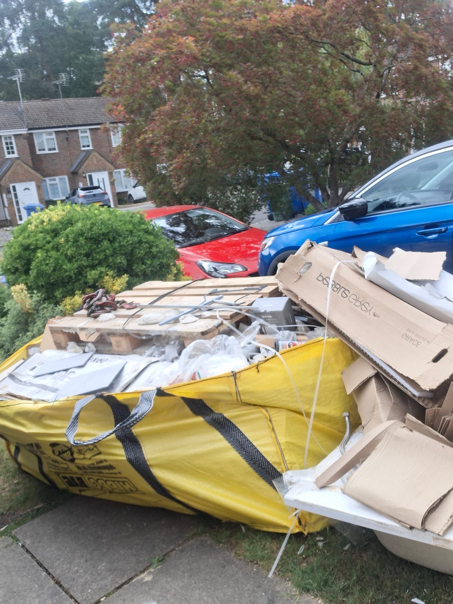 Skip bags containing bathroom refit waste collected in Bracknell Berkshire