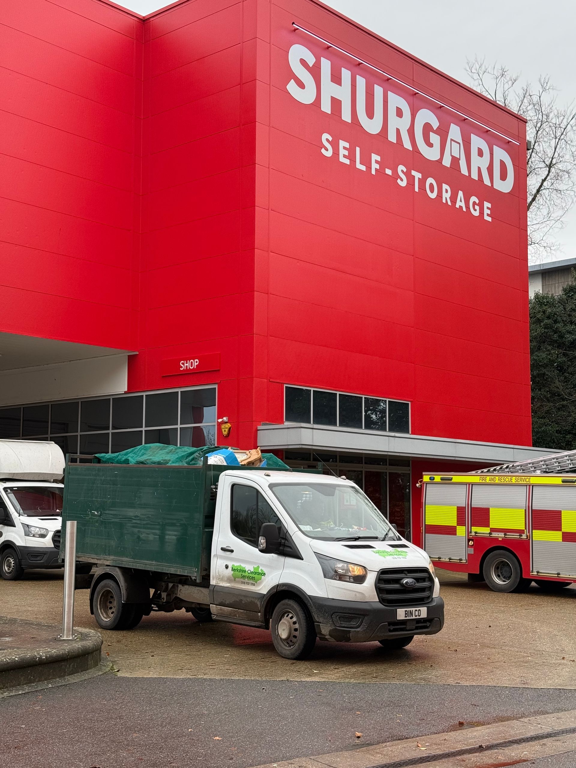 Berkshire Clearance Services cage tipper at Shurgard Maidenhead