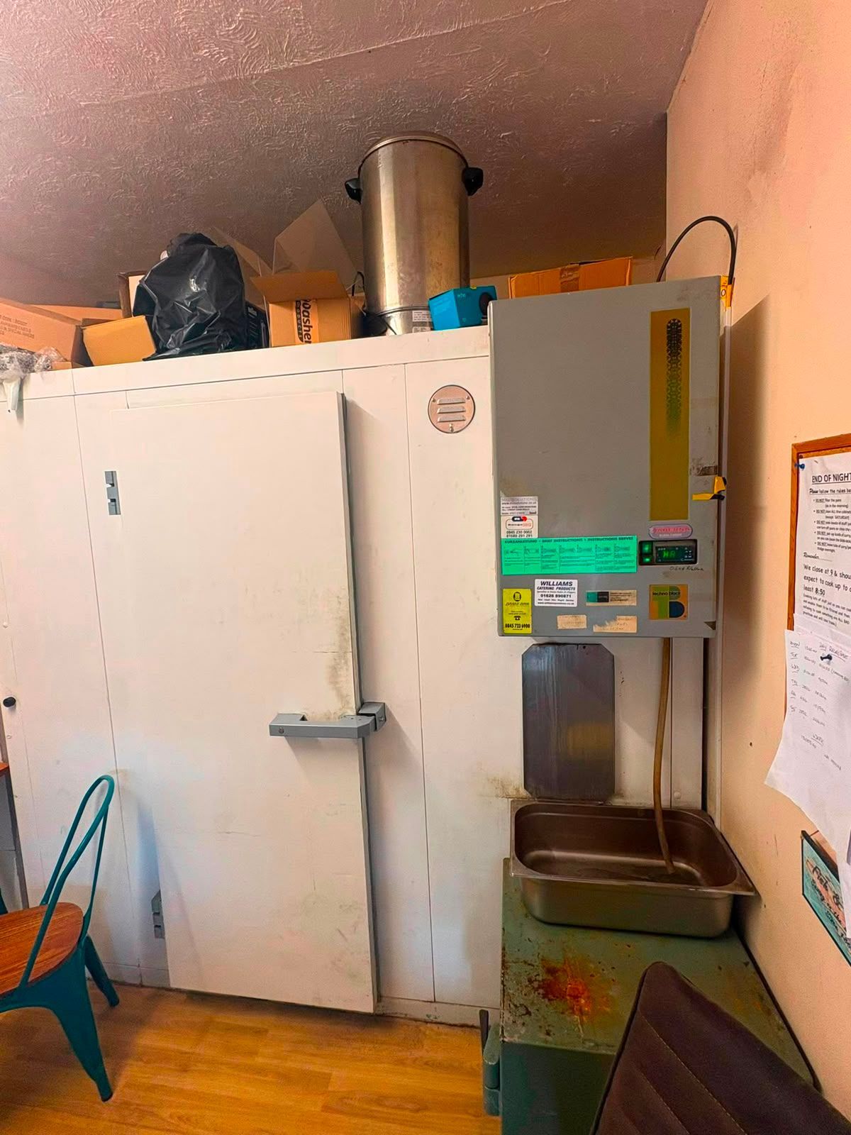 Commercial walk-in cold room before removal in Petersfield