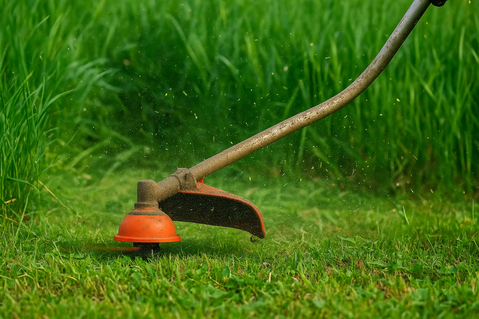 Long, overgrown grass cutting