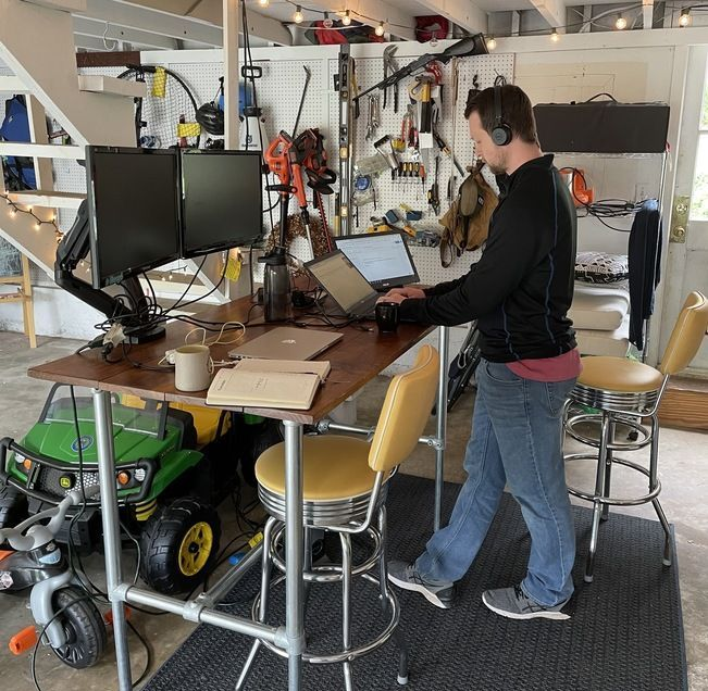 Ben during our first year of business doing accounting work of the garage