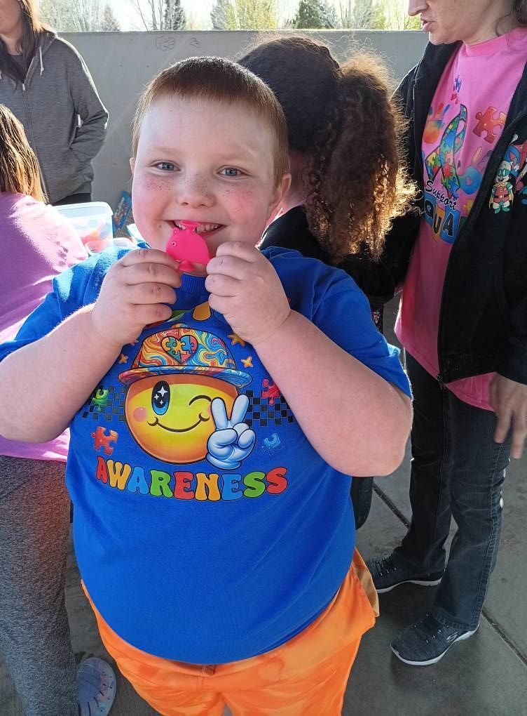 A person wearing a blue 