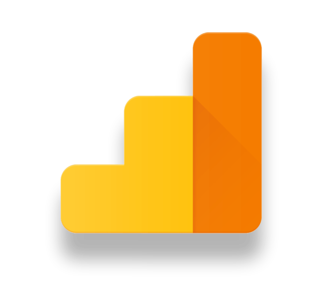 Google Analytics icon: Yellow and orange bar chart trending upward.