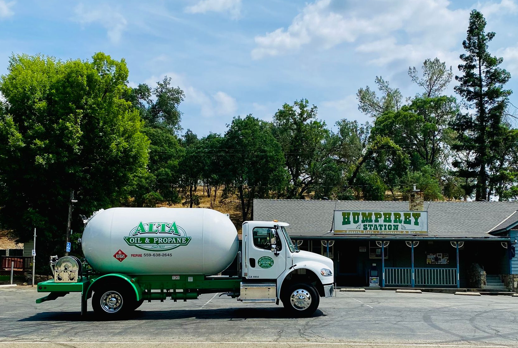 Propane truck parked in front of