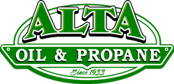 Green logo for Alta Oil & Propane, established in 1933. White text on green background within an oval and rectangular shape.