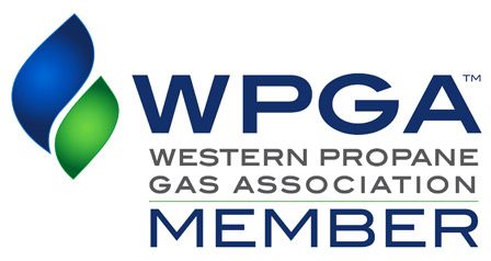Logo of the Western Propane Gas Association. Blue and green flame graphic, text: WPGA MEMBER.