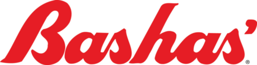 Bashas' grocery store logo in red cursive text on a white background