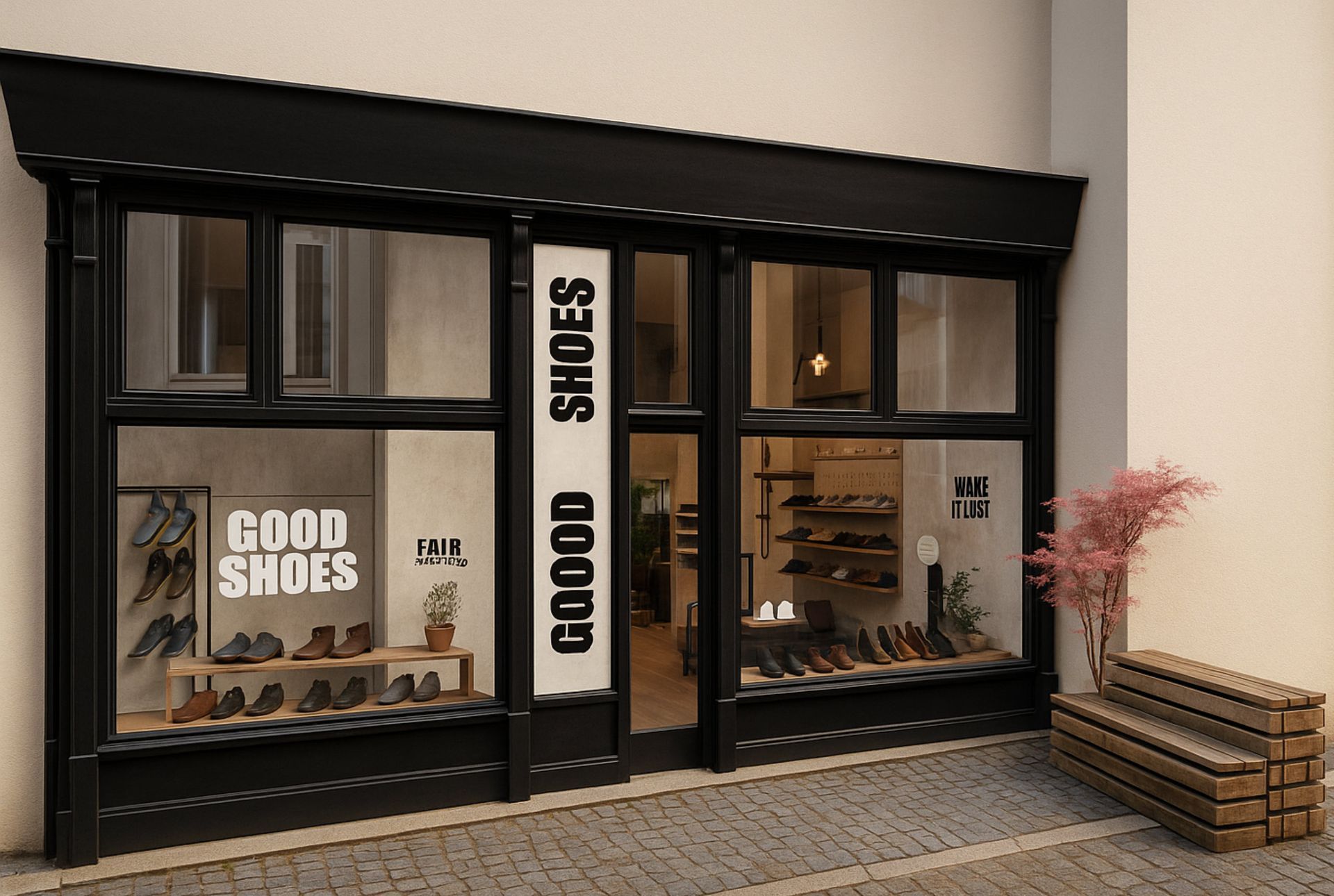 Shopdesign GOODSHOES Wien – Rendering der neu gestalteten Fassade und Auslage