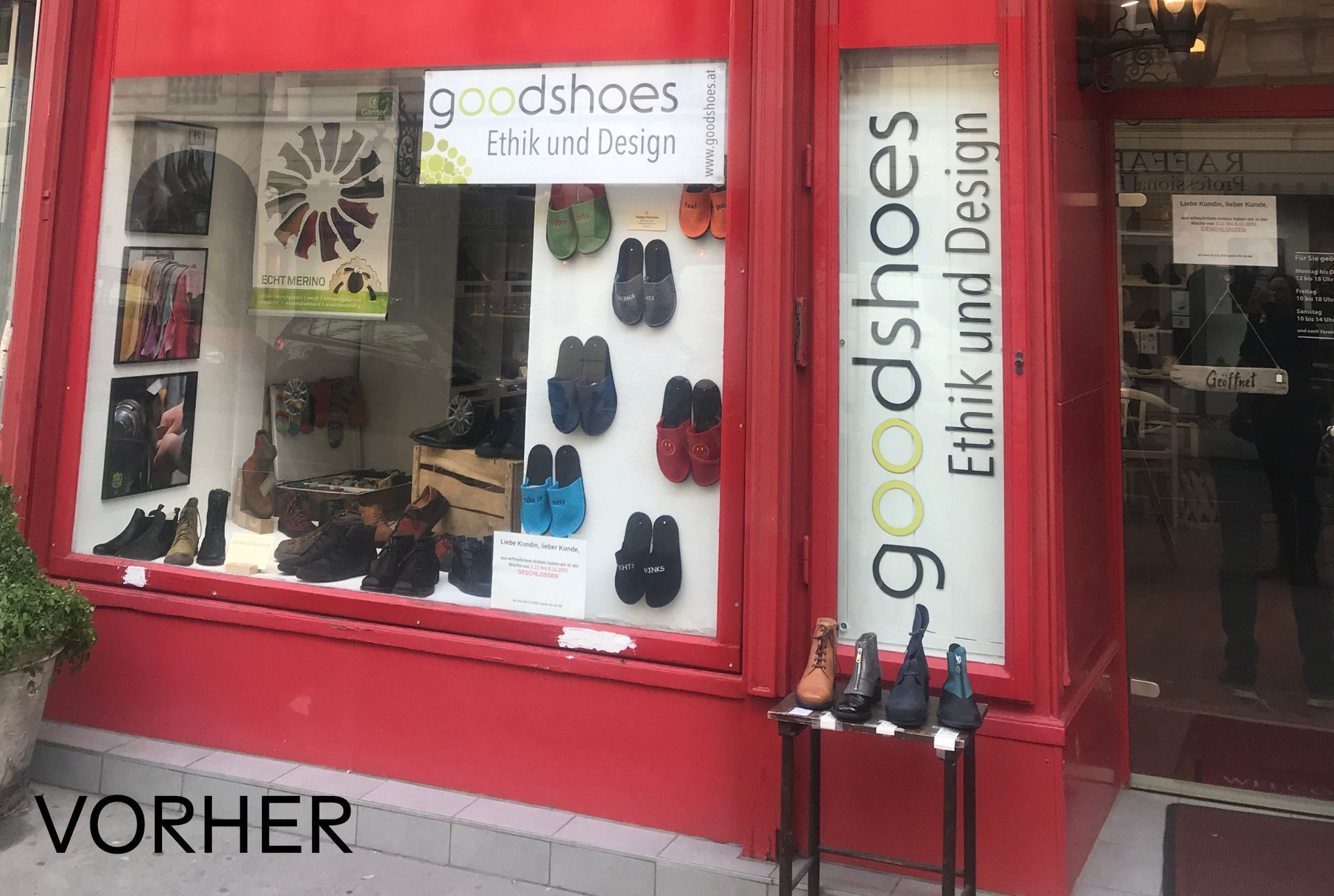 Bestand Geschäftslokal GOODSHOES in Wien vor der Neugestaltung