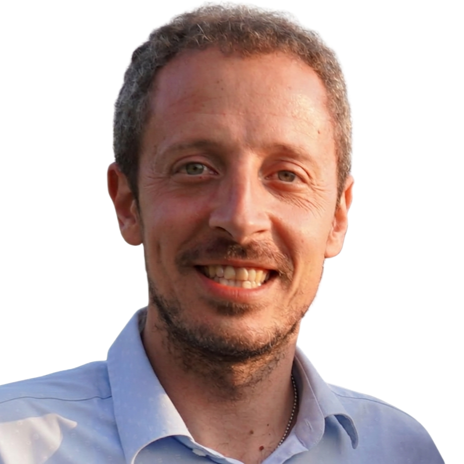Logo circolare blu di “Scuola dell’Infanzia Elisabetta Vicini” con tre forme sovrapposte.