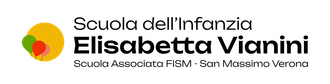 Logo for Scuola dell'Infanzia Elisabetta Vianini with yellow-orange circle icon and black text
