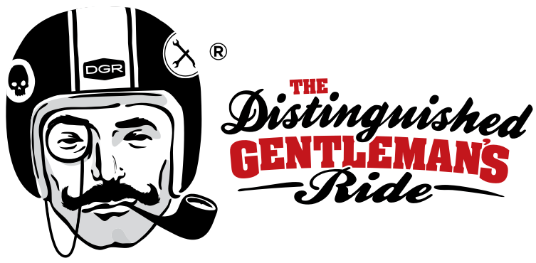 The logo for the distinguished gentleman 's ride shows a man with a mustache wearing a helmet