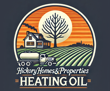 Logo: a heating oil company logo featuring a truck, house, and farm under a sunset.