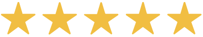 Five gold stars in a row, indicating a rating.