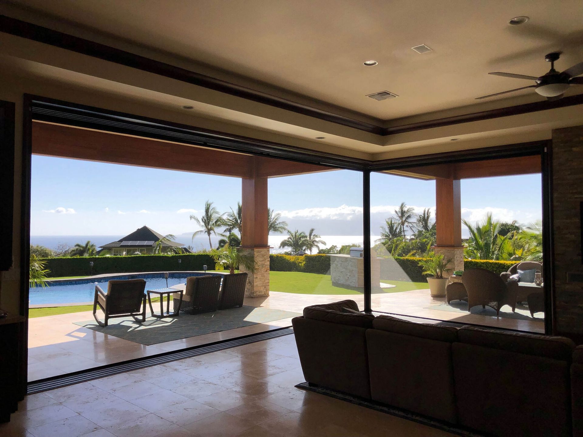Motorized Patio Screens in Backyard enclosure on Vancouver Island