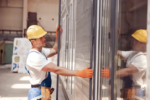 Man installing large Window Screen