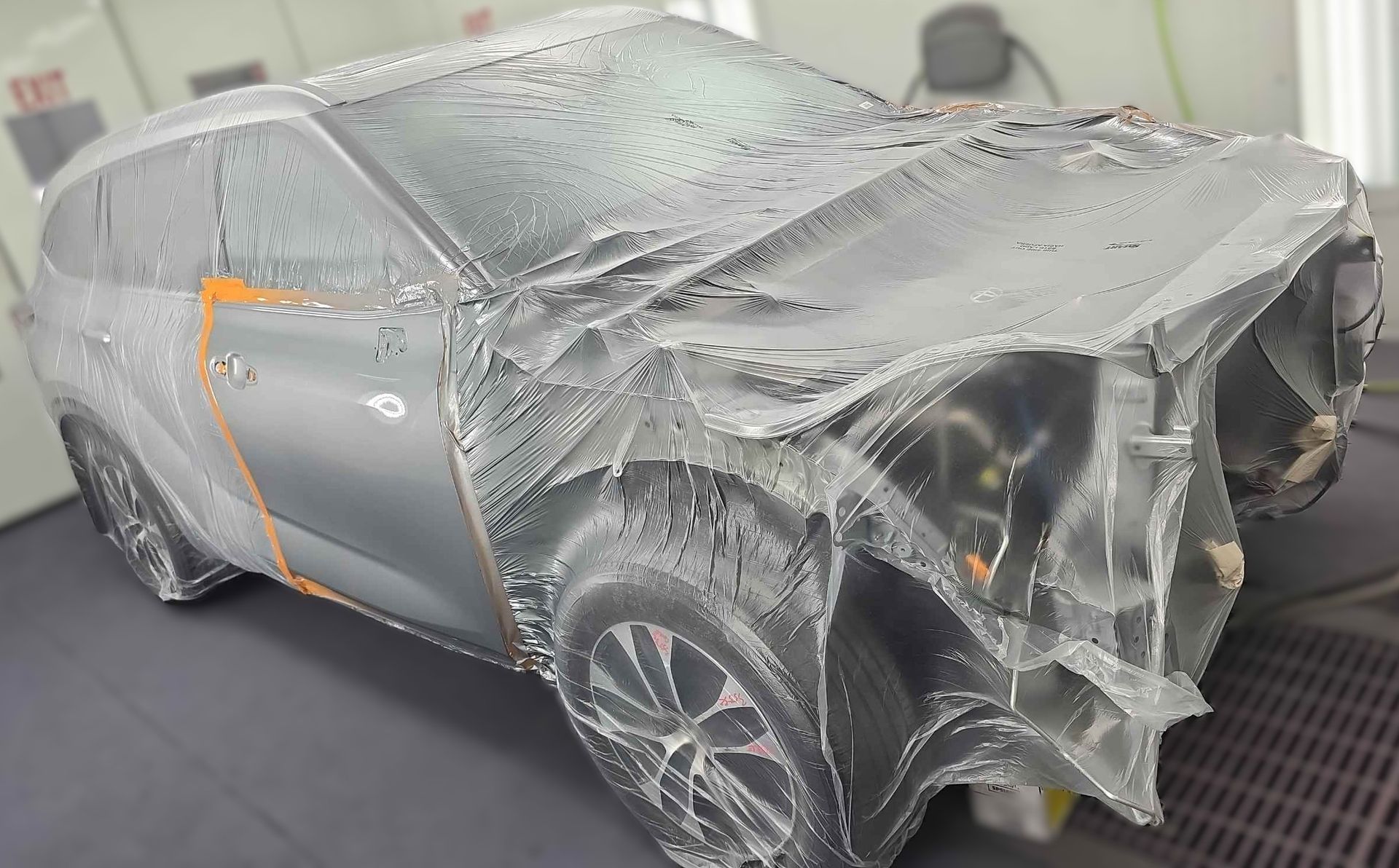 In process photo of a vehicle being repaired at Modern Auto Body.