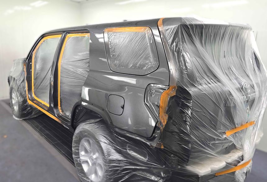 In process photo of a vehicle being repaired at Modern Auto Body.