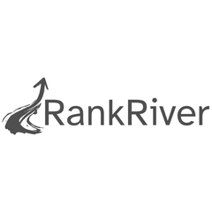 RankRiver logo with a stylized gray river and upward arrow icon
