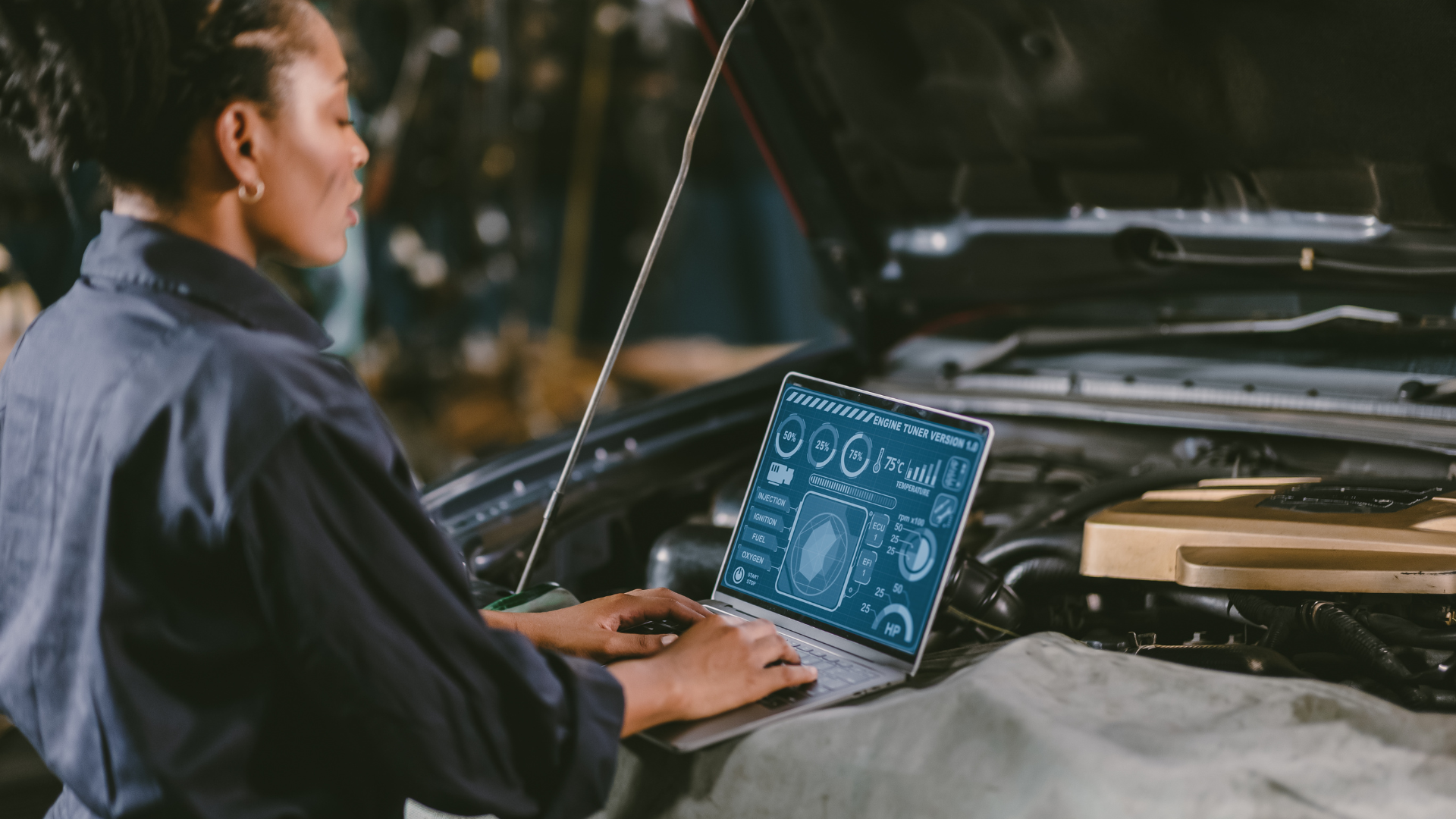 DIY tuner adjusting ECU with laptop PCM programming