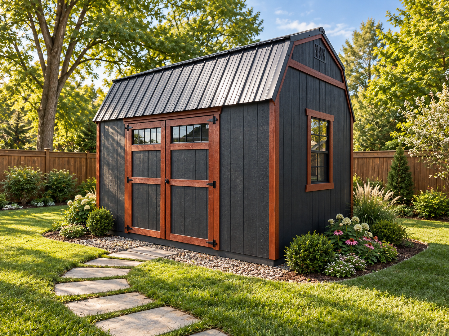 Black and Teak 8x12 Lofted with Electric