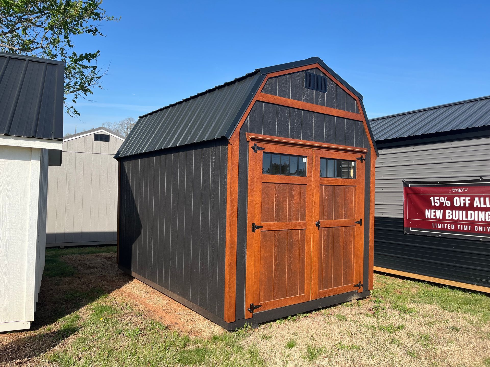 Black and Teak 8x12 Lofted with Electric