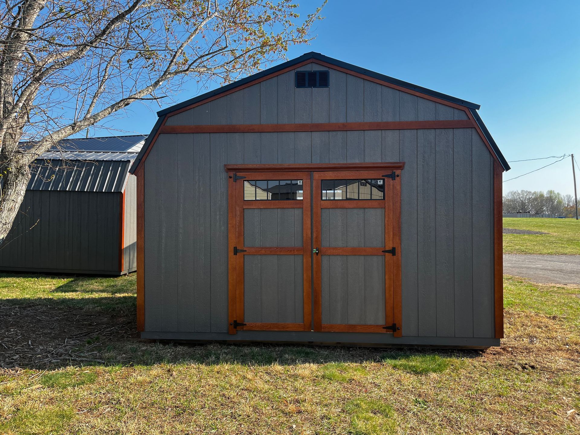 12x14 Powered Workshop- Workbench and shelving-